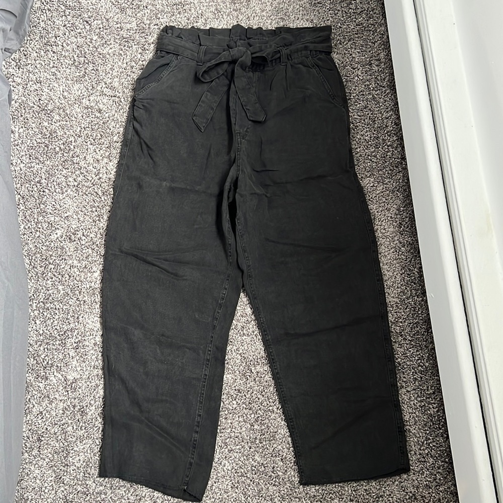 Aerie High Waisted PaperBag Pants Black